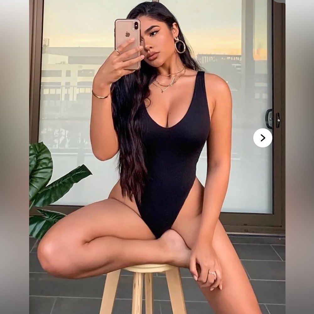 Fashion Nova‎ Cut It High Swimsuit Black One Piece High Leg XL